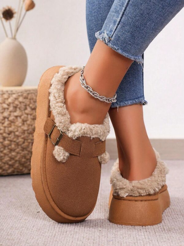 Cozy Winter Plush Lined Platform House Slippers - Image 5